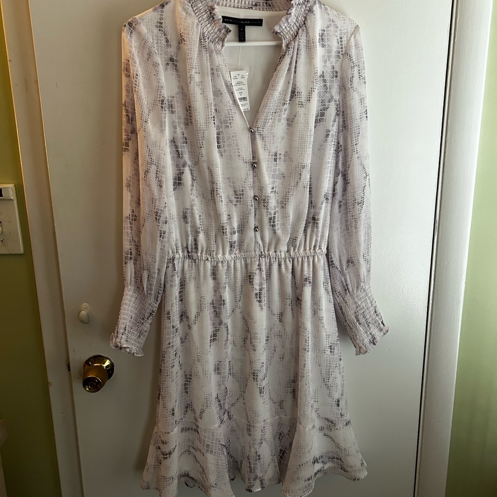 White House Black Market Elegant White and Lavender Dress
